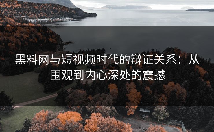 黑料网与短视频时代的辩证关系：从围观到内心深处的震撼