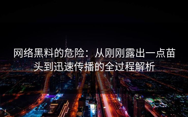 网络黑料的危险：从刚刚露出一点苗头到迅速传播的全过程解析