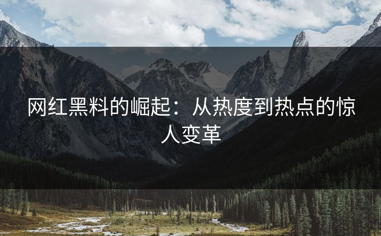 网红黑料的崛起：从热度到热点的惊人变革