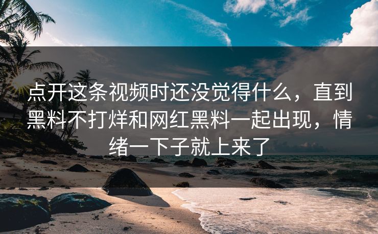 点开这条视频时还没觉得什么，直到黑料不打烊和网红黑料一起出现，情绪一下子就上来了