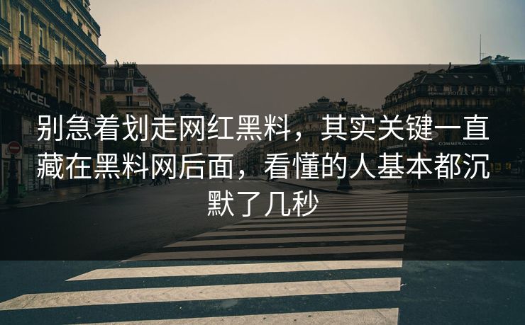 别急着划走网红黑料，其实关键一直藏在黑料网后面，看懂的人基本都沉默了几秒