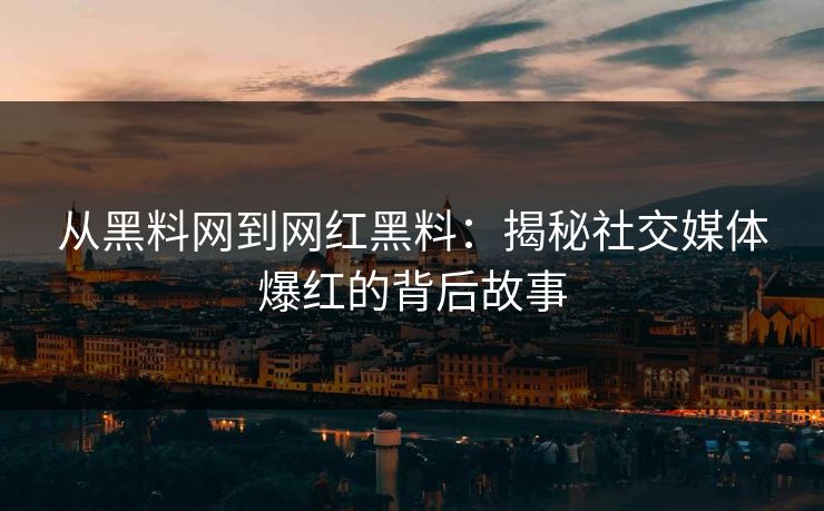 从黑料网到网红黑料：揭秘社交媒体爆红的背后故事