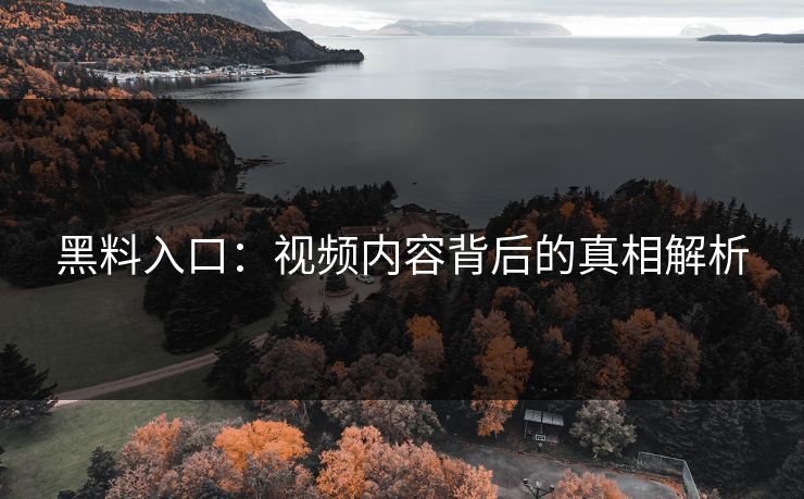 黑料入口：视频内容背后的真相解析