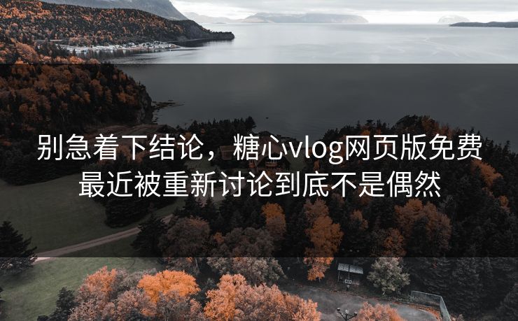 别急着下结论，糖心vlog网页版免费最近被重新讨论到底不是偶然