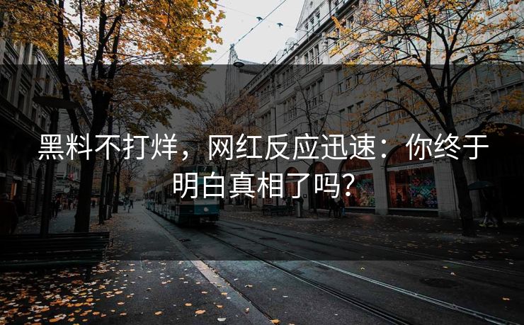 黑料不打烊,网红反应迅速:你终于明白真相了吗?