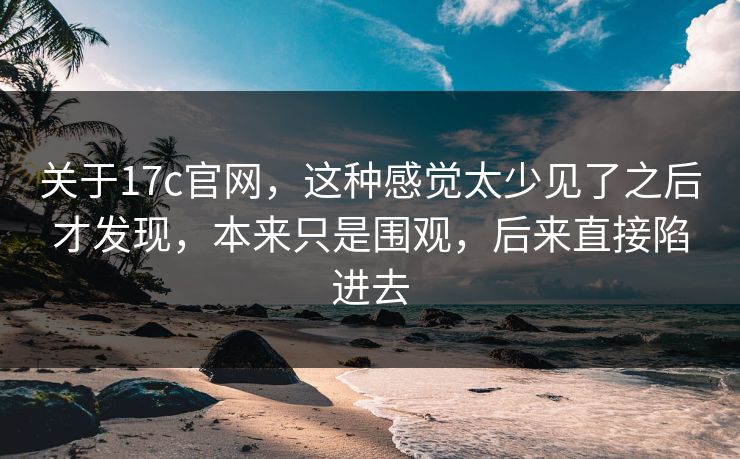 关于17c官网，这种感觉太少见了之后才发现，本来只是围观，后来直接陷进去