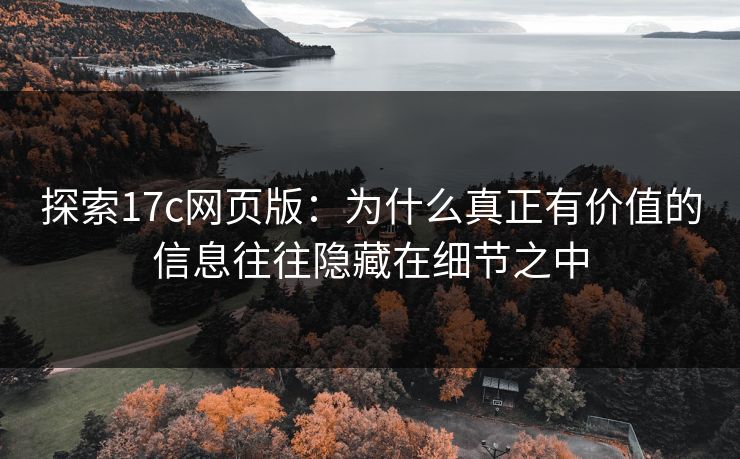 探索17c网页版:为什么真正有价值的信息往往隐藏在细节之中